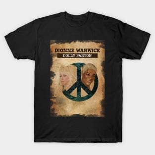 Vintage Old Paper 80s Style Dionne Warwick Peace T-Shirt